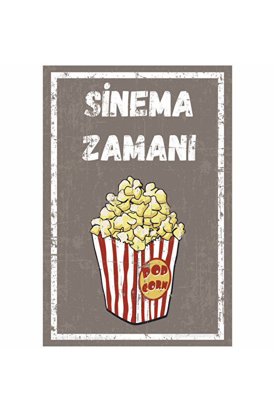 sinema zamanı pop corn patlamış mısır ev dekorasyon tablo pop art retro ahşap poster