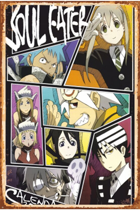 Soul Eater Anime Retro Ahşap Poster 732