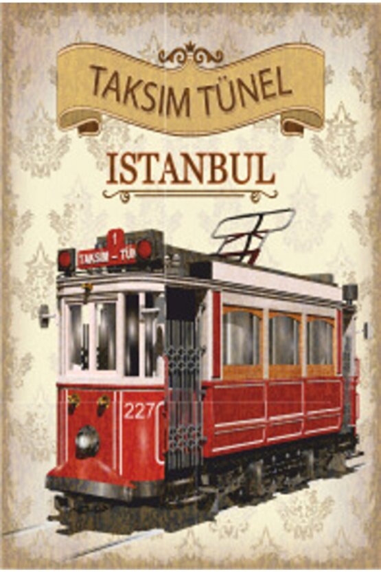 Taksim Tünel Istanbul Tramvay 16 Cm X 16 Cm Retro Ahşap Poster