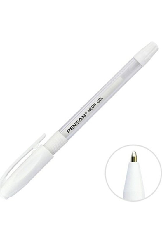 Neon Jel Kalem Beyaz Renk 1.00 mm Neon Gel Tükenmez Kalem Beyaz Renk