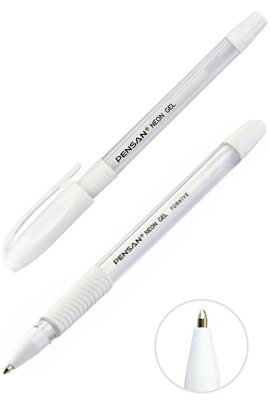 Neon Jel Kalem Beyaz Renk 1.00 mm Neon Gel Tükenmez Kalem Beyaz Renk