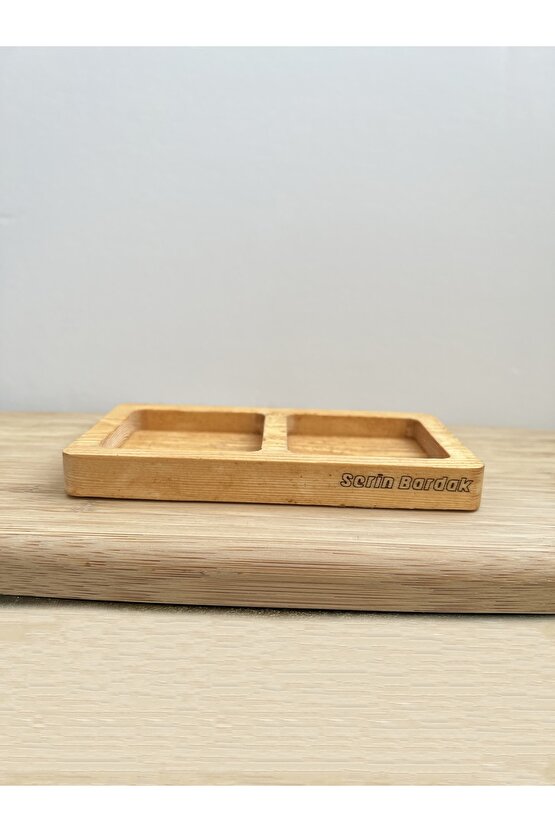 Ahşap Kare Yağdanlık Standı 2 Bölmeli