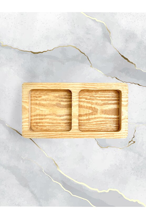 Ahşap Kare Yağdanlık Standı 2 Bölmeli