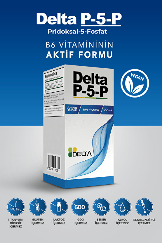 Delta P5p I Sıvı B6 Vitamini Aktif Formu (piridoksal-5-fosfat) 10 Mg1 Ml – 100 Ml – Ölçekli Pipet