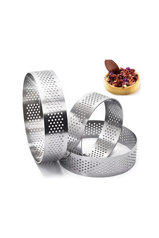 Narkalıp Yuvarlak Delikli Tart Kalıbı Çap 8cm Derinlik 2,5cm 4 Lü