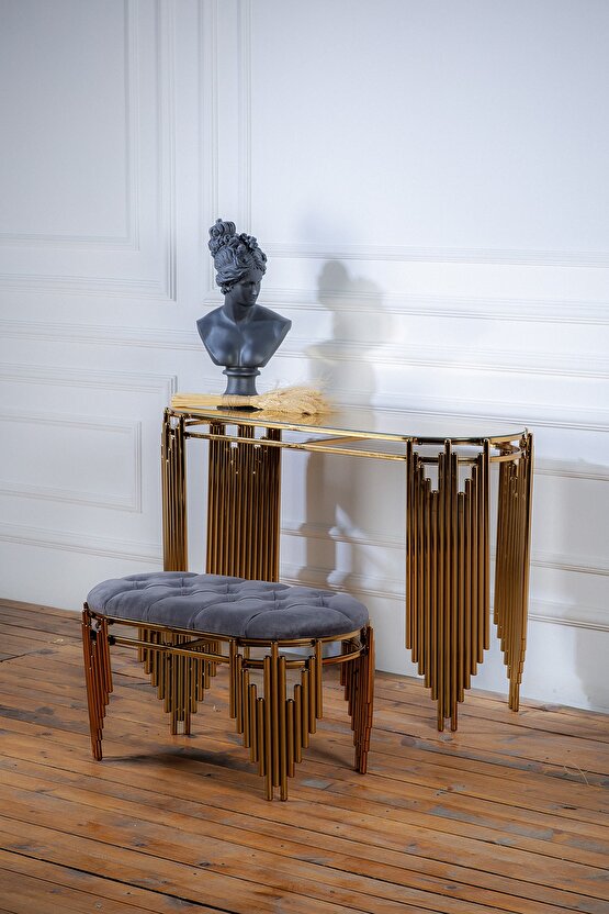 Gold Dresuar Puflu Ultr Lak Kaplama Dresuar Puflu