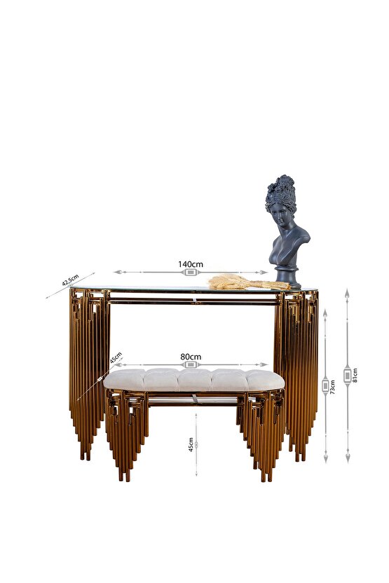 Gold Dresuar Puflu Ultr Lak Kaplama Dresuar Puflu