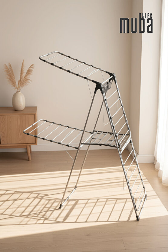 Çift 2 Katlı Çamaşır Kurutmalık Borulu Askılık 2 Katlı Çamaşır Kurutma Askısı Borulu