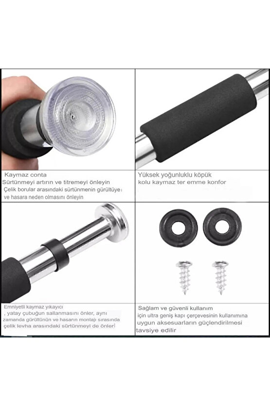 Barfiks Çubuğu 60-100 Cm Çift Süngerli Ayarlanabilir Barfiks Çekme Demiri Barfiks Aleti