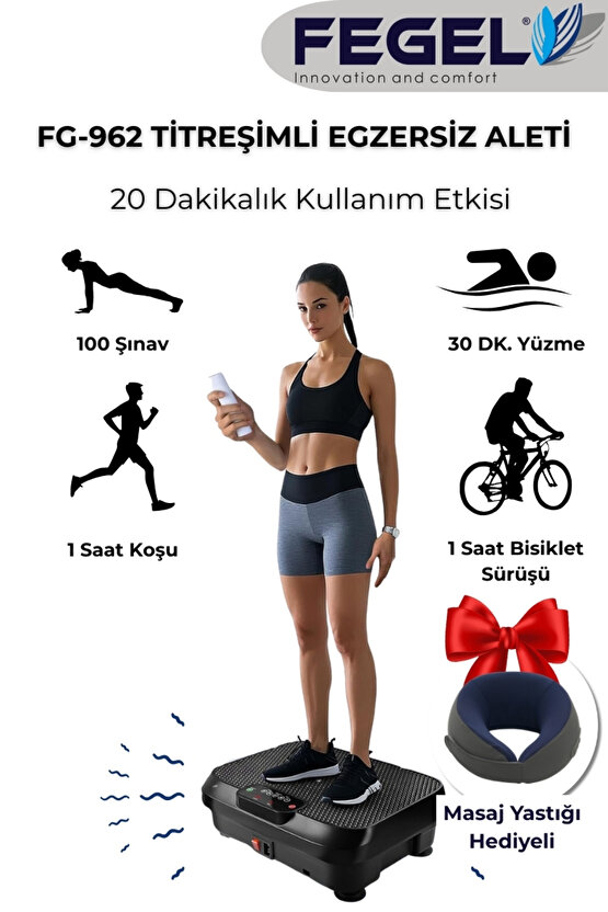 FG-962 Titreşimli Spor ve Egzersiz Aleti – 99 Kademe, Uzaktan Kumandalı, Direnç Bantlı,120 KG