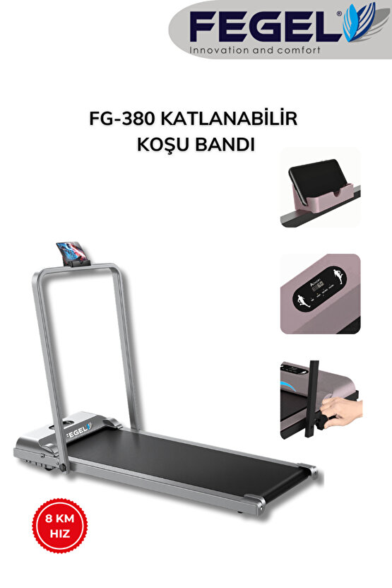 Fg-380 2025 Katlanabilir Yürüme Ve Koşu Bandı – Uzaktan Kumandalı, 8 Km Hız ,120 Kg Taşıma Kapasite
