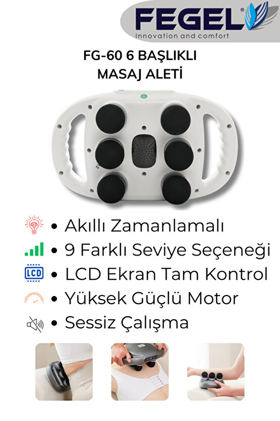 Pulsezen 6x Şarjlı Masaj Tabancası – 6 Başlık, 9 Mod, Derin Kas Gevşetme Ve Rahatlama