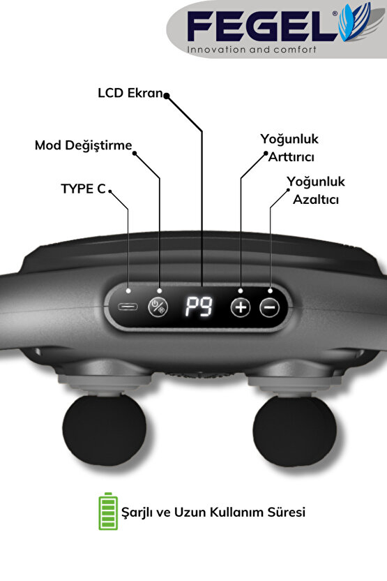 Pulsezen 6x Şarjlı Masaj Tabancası – 6 Başlık, 9 Mod, Derin Kas Gevşetme Ve Rahatlama