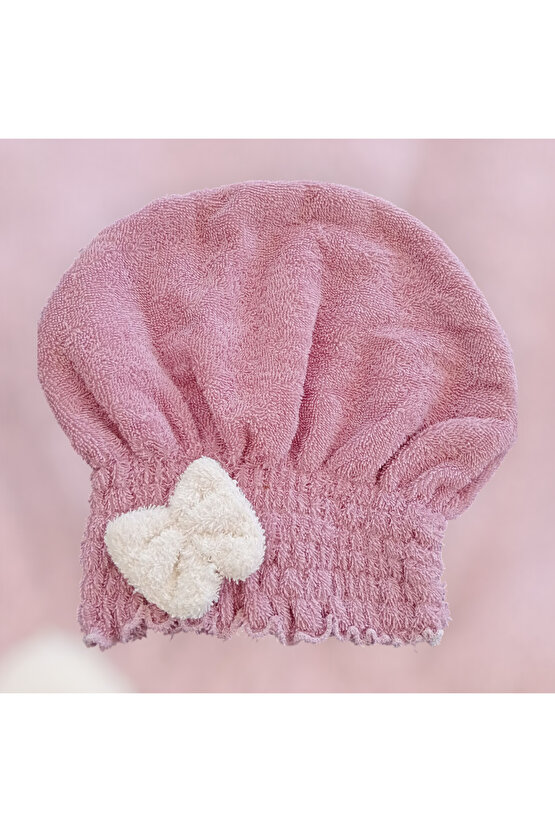 Saç Kurulama Banyo Duş Bonesi – %100 Pamuk , Fiyonklu Siyah