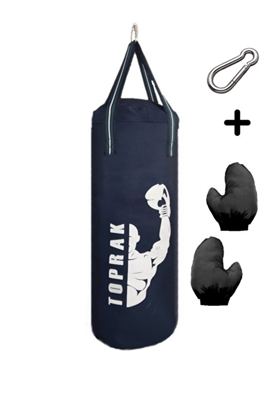 ELDİVEN Hediye 60 Cm Boks Torbası Karabina Hediyeli Lacivert 60 X 25 Cm 5-10 Kg