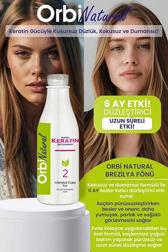 Orbi Fresh Natural Brezilya Fönü Keratin Jel Kokusuz Dumansız 6 Ay Kalıcı Düzleştirici Etki