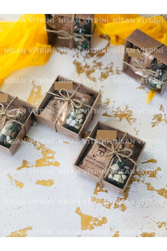 10 Ad Mehmet Efendi Kahveli Çakıl Taşı Çikolata Kahve Kutusu Kına Söz Nişan Nikah Hediyelik