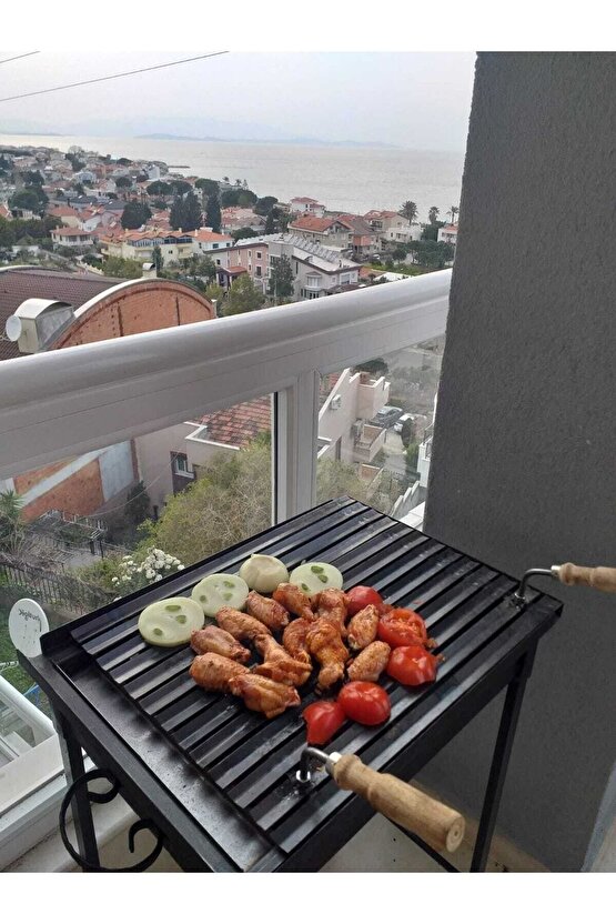 12 Kg Demir 40x50 Oluklu Köfteci Izgaralı Mangal Geçmeli Portatif Ayaklı 55 Cm Ayaklar