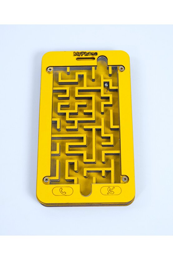 Ahşap Labirent Oyunu Sarı - Eğitim ve Eğlence Oyuncağı