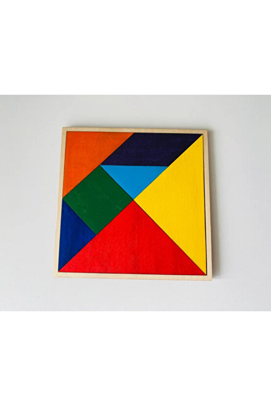 7 Parça Eğitici Renkli Ahşap Orta Boy Tangram Akıl Zeka Mantık Ve Strateji Oyunu
