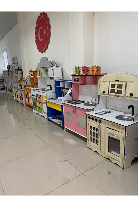Montessori Eğitici Ahşap Oyuncak Mutfak 6mm 80x55