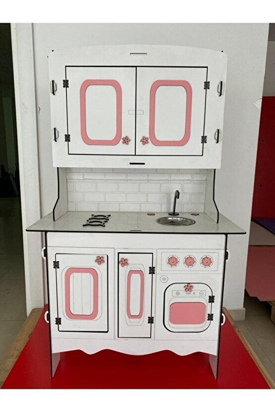 Büyük Boy Montessori Ahşap Oyuncak Mutfak 135x80