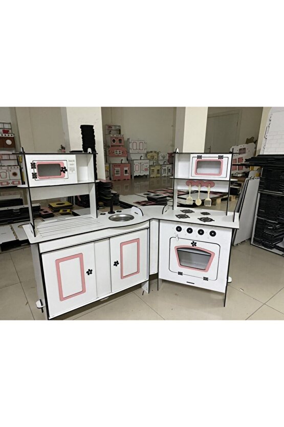 Ahşap Oyuncak Mutfak, L Model, Oyuncak Mutfak, Montessori Mutfak, Mutfak Seti Oyuncak