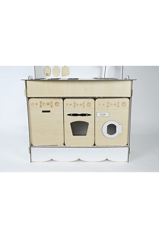 3 Kapaklı Ahşap Oyuncak Mutfak