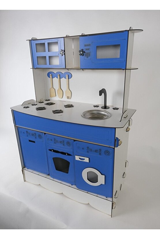 3 Kapaklı Ahşap Oyuncak Mutfak