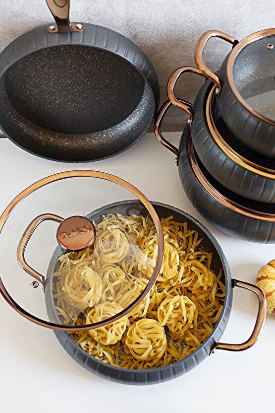 3529 Tencere Seti Granit Döküm Tencere Seti 9 Parça Tencere Seti