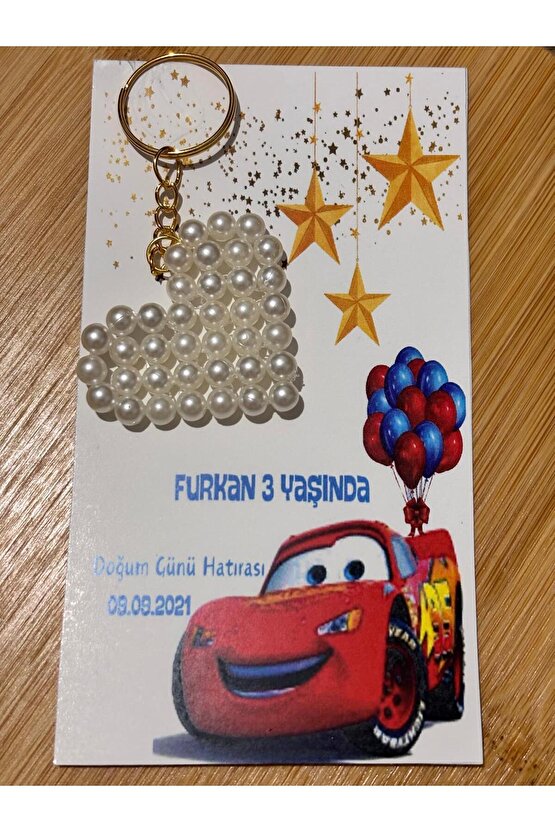 İnci Anahtarlık 8 Adet doğum Günü Hatırasıözel Tasarımşimşek Mcqueen Tasarımlı