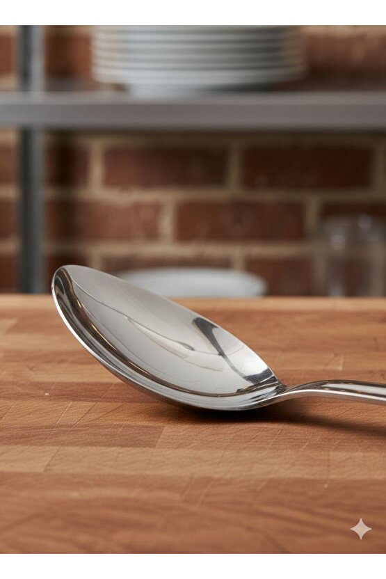 Paslanmaz Çelik Profesyonel Servis Kaşığı - 45 cm Endüstriyel Mutfak Servis Gereci 1810 304 (3)