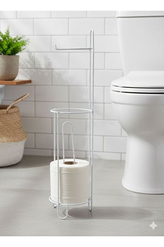 Tuvalet Kağıtlığı Wc Kağıtlık Yedekli Metal Tuvalet Kağıdı Standı Tutacağı Askısı