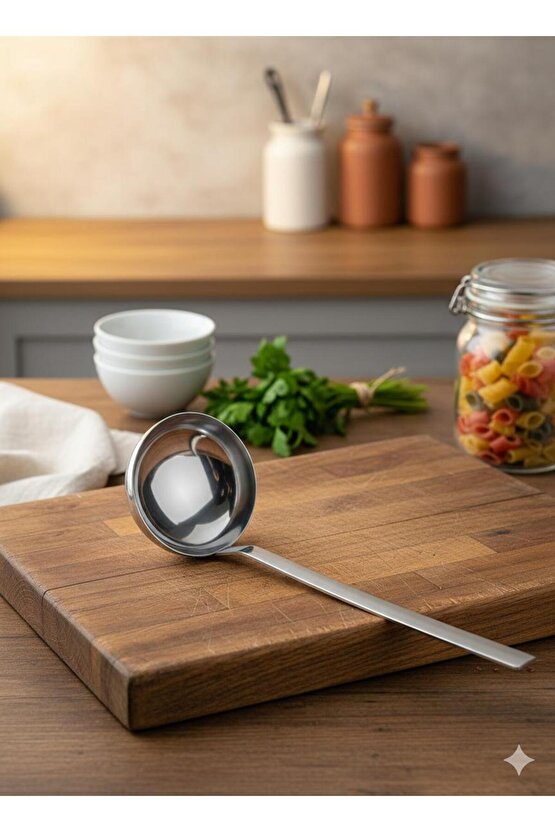 4 Parça Kepçe Kevgir Spatula Servis Kaşığı Seti Paslanmaz Çelik