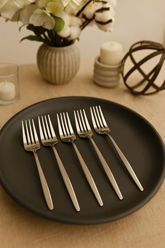 Round Yeni Nesil 6lı Yemek Çatalı Paslanmaz Çelik