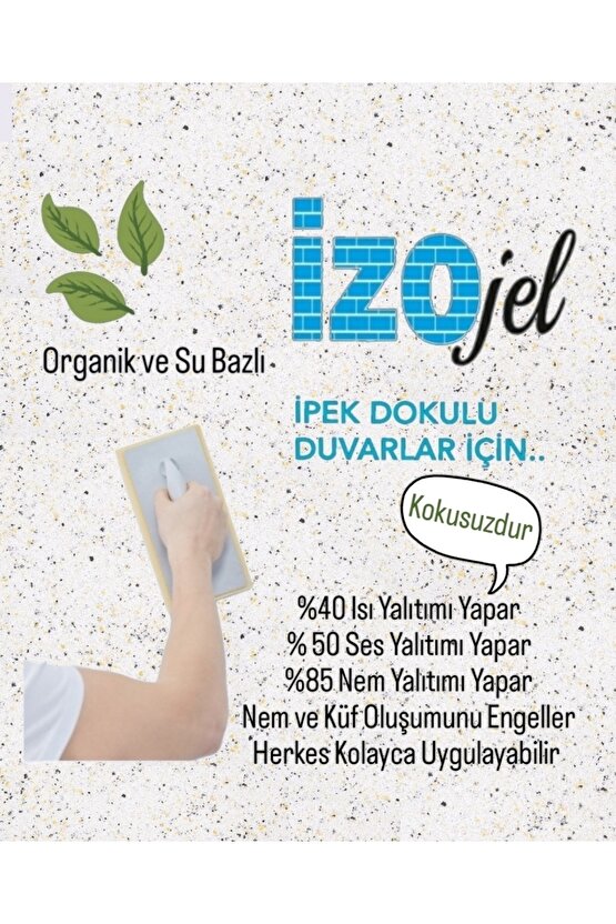 Organik Ipek Sıva - Dekoratif Yalıtım Sıvası - Ses & Isı & Nem Yalıtımı - Izo-037 - 6 M2