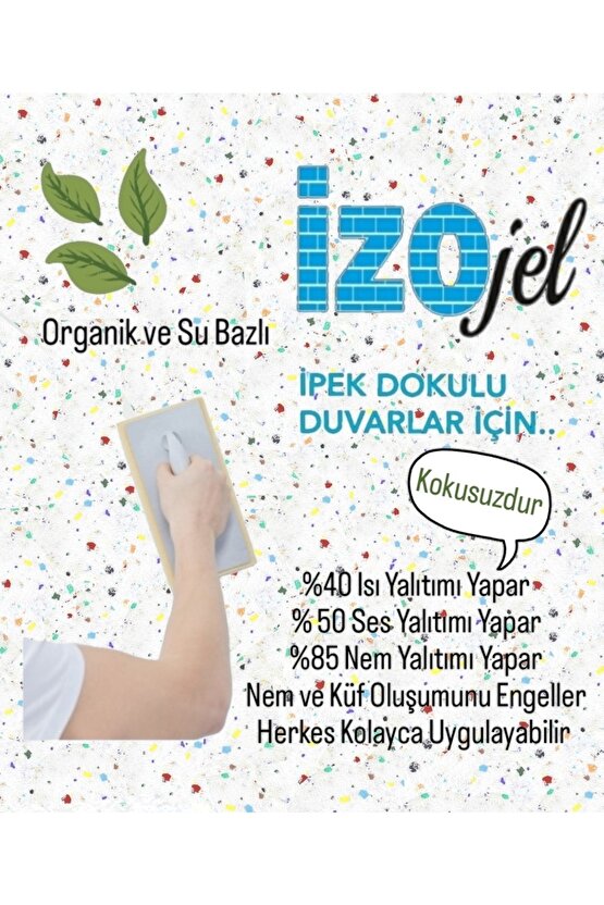 Organik Ipek Sıva - Dekoratif Yalıtım Sıvası - Ses & Isı & Nem Yalıtımı - Izo-036 - 6 M2