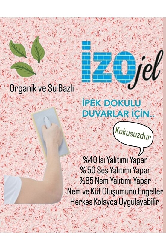 Organik Ipek Sıva - Dekoratif Yalıtım Sıvası - Ses & Isı & Nem Yalıtımı - Izo-065 - 4 M2