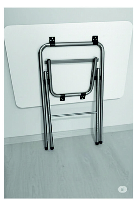 Katlanabilir BEYAZ Mutfak Masası 60x90 Yemek Masası Balkon Masası-çalışma masası BEYAZ