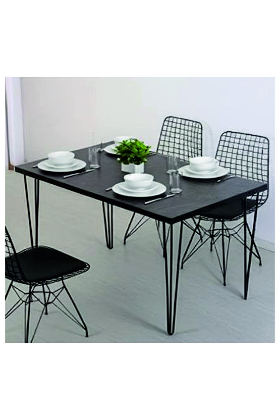 Siyah Metal Ayaklı 60x120 Cm Kalınlıklı (TEK MASA) SİYAH MERMER Mutfak - Balkon - Çalışma Masası