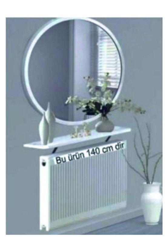 4 KÖŞE OVAL BEYAZ Petek Üstü Raf Dresuar Duvara Montajsız Kalorifer Peteği Üstü Raf 140x18cm