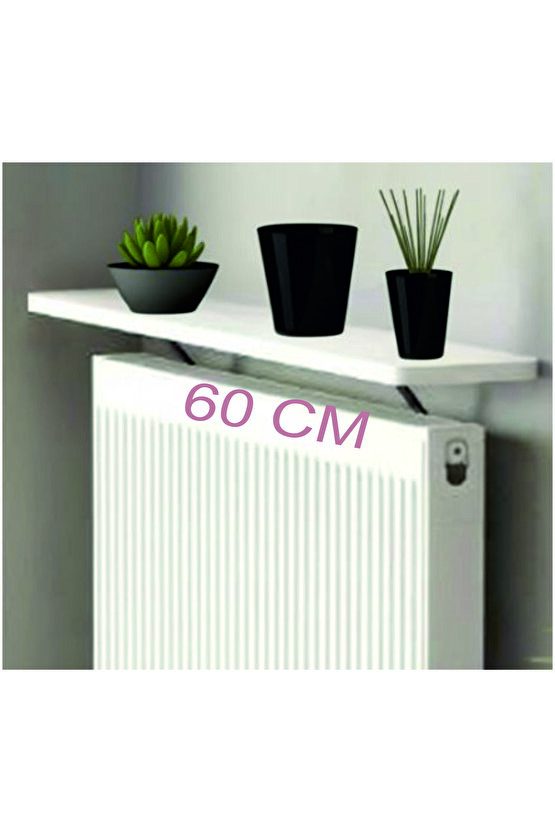 4 KÖŞE OVAL BEYAZ Petek Üstü Raf Dresuar Duvara Montajsız Kalorifer Peteği Üstü Raf 60x18cm