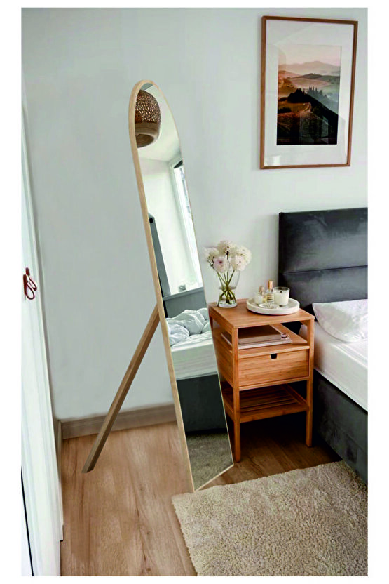 SAFİR MEŞE Ayaklı Antre Koridor Duvar Salon Ofis Yatak Odası Boy Aynası 40x120 Cm