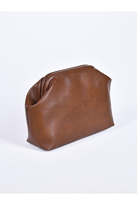 Heybes Kadın Kahverengi Vegan Deri Clutch El Çantası