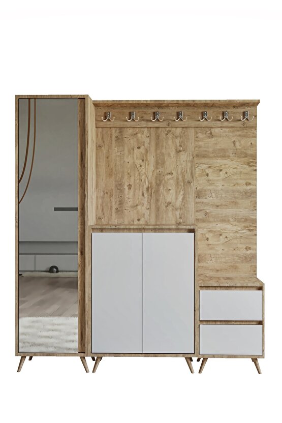 Portmanto Atlantik Çam-Beyaz