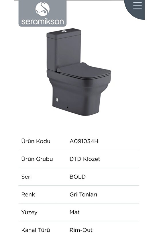 Bold Rim-out Mat Antrasit Dtd Klozet