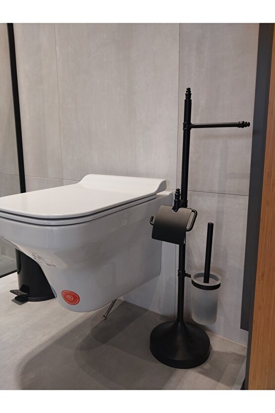 BELİNZA SİYAH AYAKLI SET TAŞINABİLİR TUVALET KAĞITLIK
