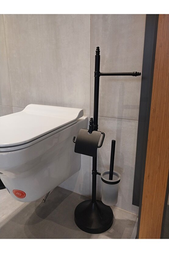 BELİNZA SİYAH AYAKLI SET TAŞINABİLİR TUVALET KAĞITLIK