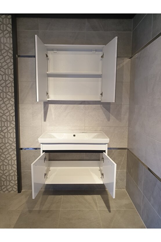 Maria 80 Cm Beyaz Banyo Dolap Takımı