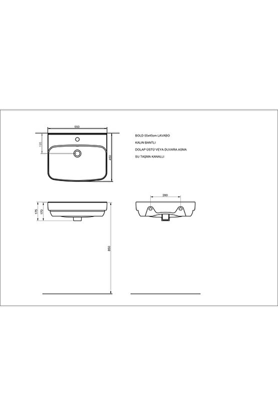BOLD LAVABO 55x45 CM